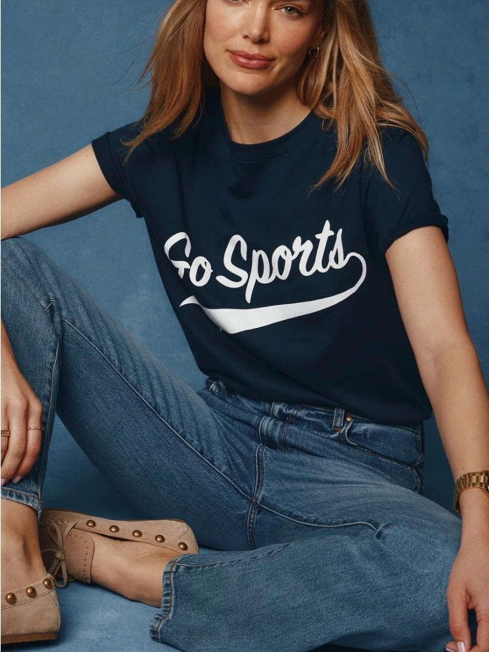 Favorite Daughter Navy 'Go Sports' Graphic Short Sleeve Tee